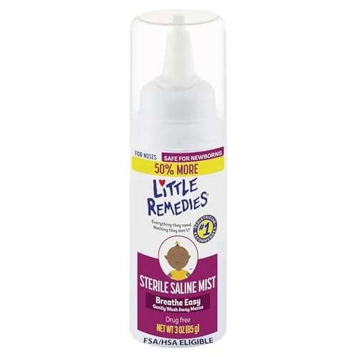 Little Remedies Sterile Baby Saline Nasal Mist 3 Fl Oz (88.7 ml) | Safe for Newborns, Drug-Free Nasal Relief — 3 Fl Oz