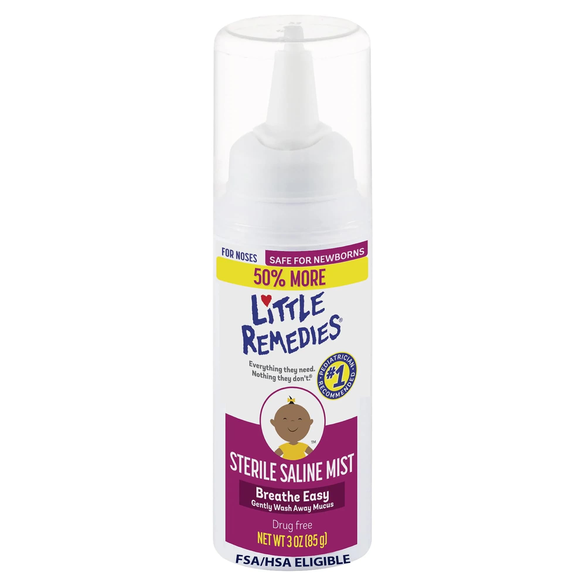 Little Remedies Sterile Baby Saline Nasal Mist 3 Fl Oz (88.7 ml) | Safe for Newborns, Drug-Free Nasal Relief - main product image