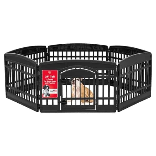 IRIS USA 6-Panel Dog Playpen, Pet Enclosure, Black | Versatile Indoor & Outdoor Pet Yard thumbnail 1