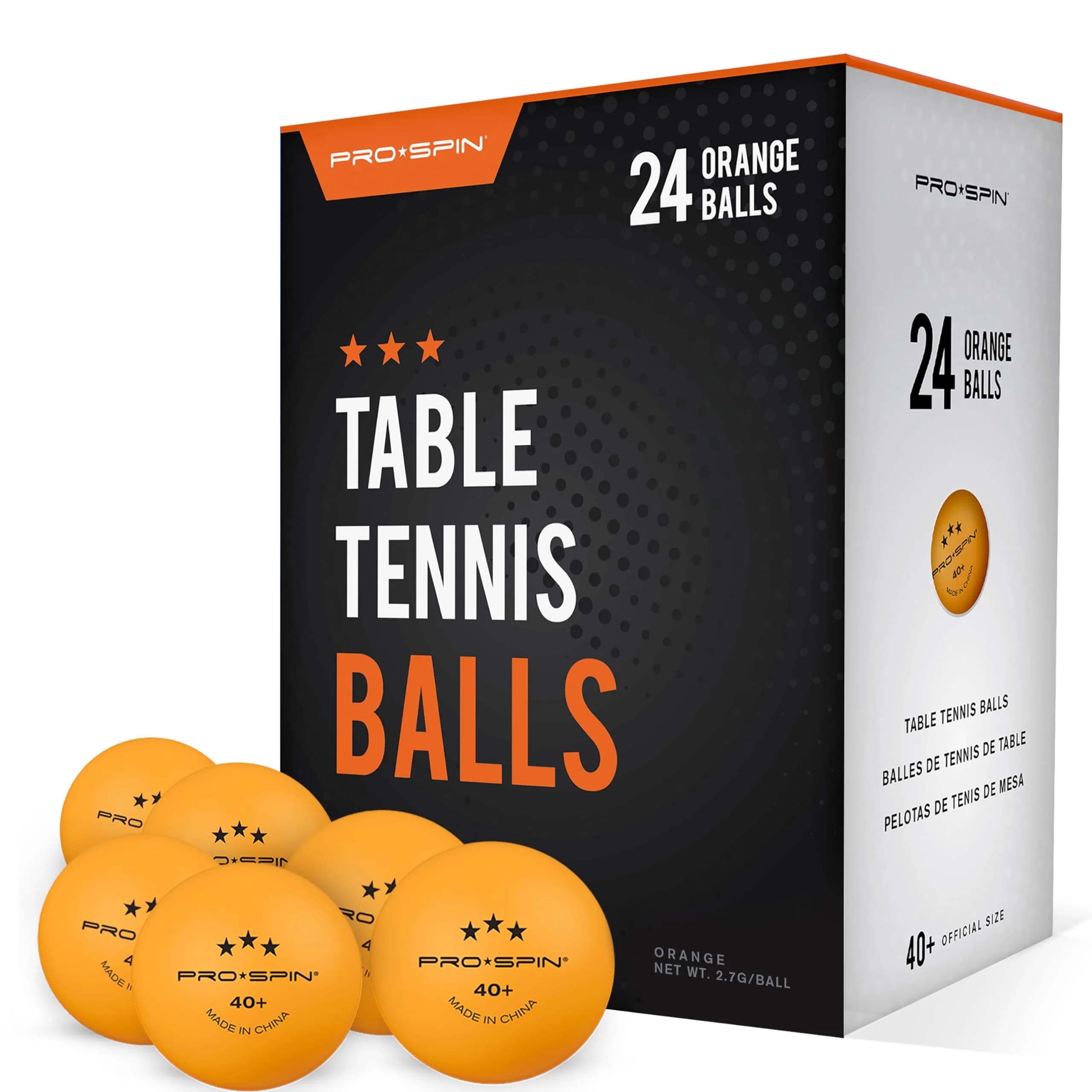 PRO-SPIN 3-Star Premium Orange Table Tennis Balls | High-Performance 40+ ABS Professional Quality (24 Pack)