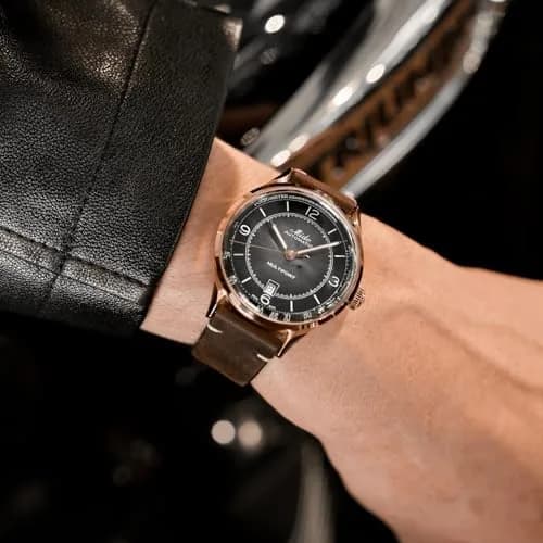 MIDO Multifort Patrimony Swiss Automatic Watch for Men - Black Dial - 40mm Stainless Steel Case with Rose Gold-Color PVD Coating - Brown Leather Strap thumbnail 3