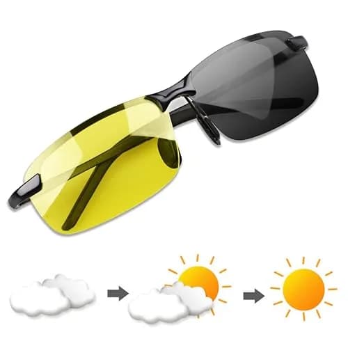 YIMI Polarized Photochromic Sunglasses, Black Frame Yellow Lens | UV400 Adaptive Outdoor Eyewear thumbnail 1