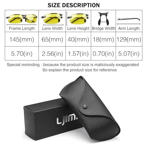 YIMI Polarized Photochromic Sunglasses, Black Frame Yellow Lens | UV400 Adaptive Outdoor Eyewear thumbnail 5