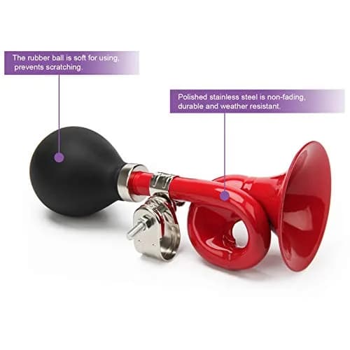 Coolrunner Bugle Horn, Retro Clown Horn, Kids Bike Horn - 18cm (7") Red | Classic Loud Squeaker for Bikes & Scooters thumbnail 4