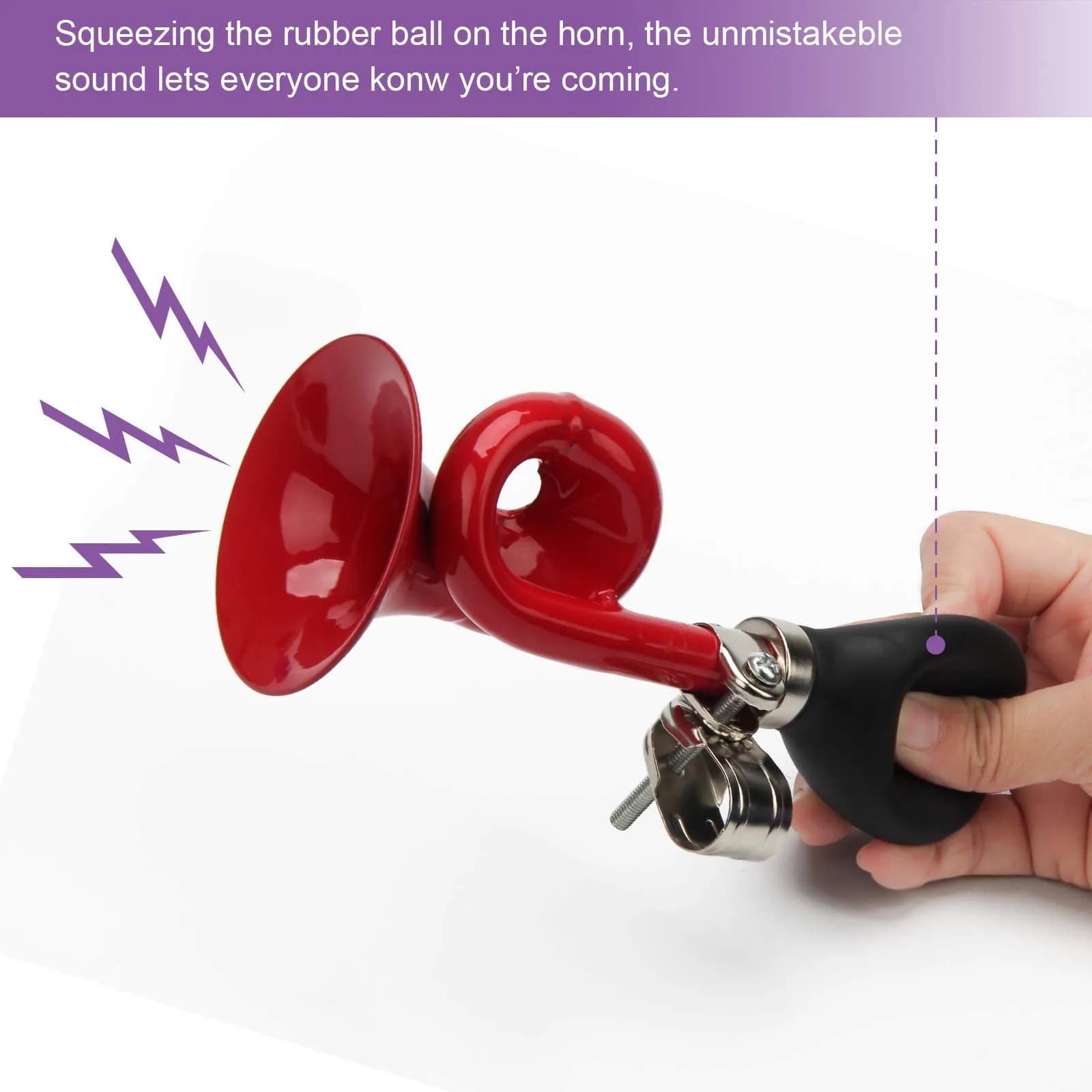Coolrunner Bugle Horn, Retro Clown Horn, Kids Bike Horn - 18cm (7") Red | Classic Loud Squeaker for Bikes & Scooters