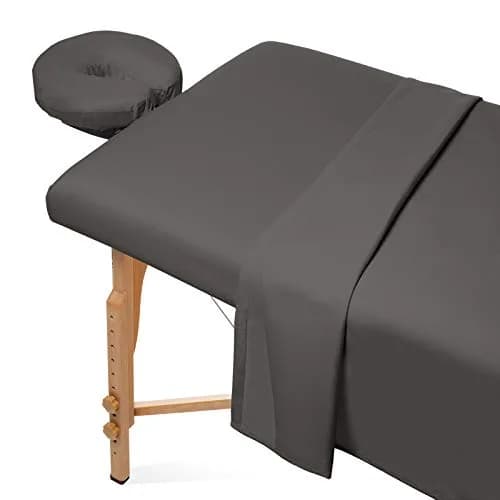 Saloniture Microfiber Massage Table Sheet Set 3-Piece Gray | Soft, Breathable, and Stain-Resistant for Professional Use thumbnail 1