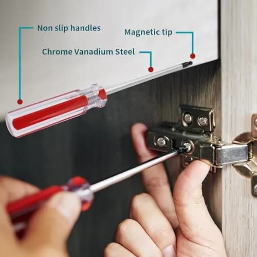 Antrader Perforated Manual T10 3mm Torx Tamper Proof Security Screwdriver | Magnetic, Chrome Vanadium Steel, Red Handle thumbnail 2