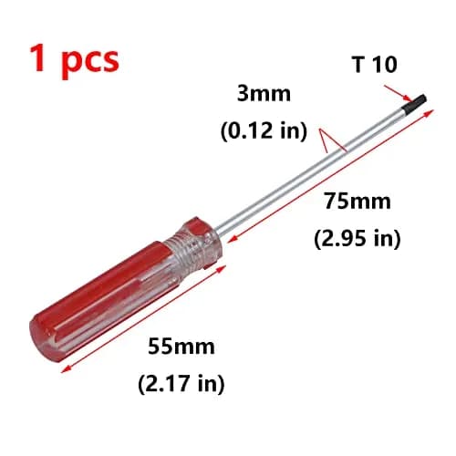 Antrader Perforated Manual T10 3mm Torx Tamper Proof Security Screwdriver | Magnetic, Chrome Vanadium Steel, Red Handle thumbnail 3