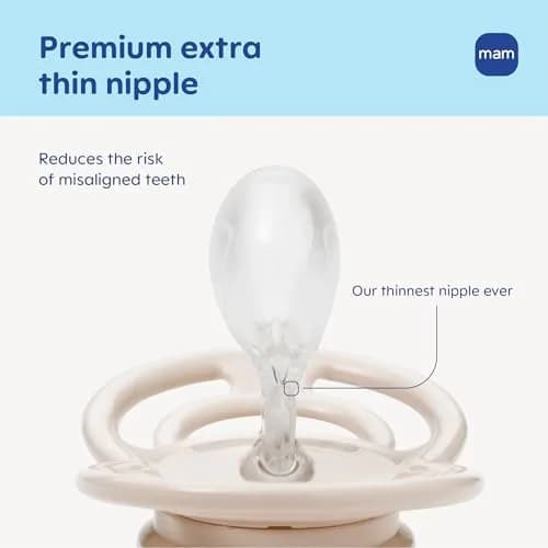 MAM Perfect Baby Premium Pacifier 16+ Months, Extra Thin Nipple, 2 Count | Developed with Orthodontists & Pediatric Dentists thumbnail 2