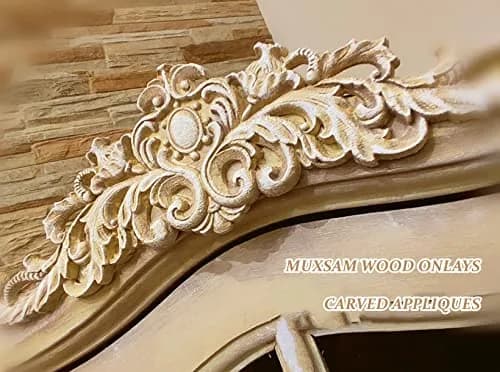 MUXSAM Wood Carved Appliques 40cm (15.75"x4.33") | Vintage Furniture Decals for DIY Projects thumbnail 4