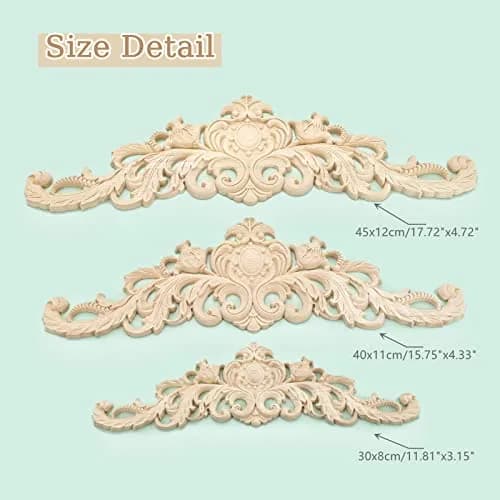 MUXSAM Wood Carved Appliques 30x8 cm (11.81"x3.15") | Vintage Furniture Decals for DIY Projects thumbnail 3