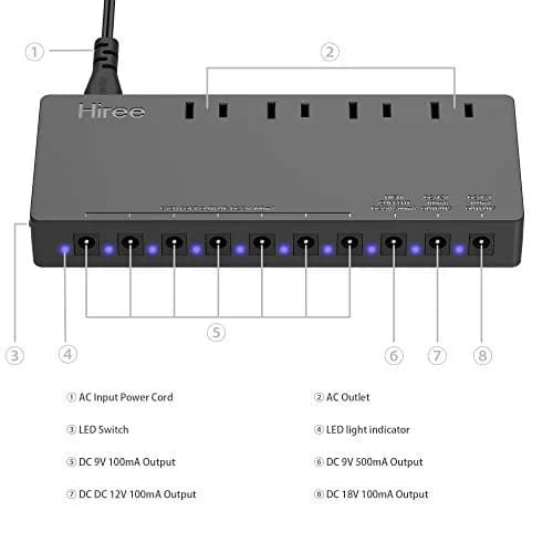 Hiree Guitar Pedal Power Supply 10 Isolated Outputs 600W | Powers Pedals & Devices thumbnail 5