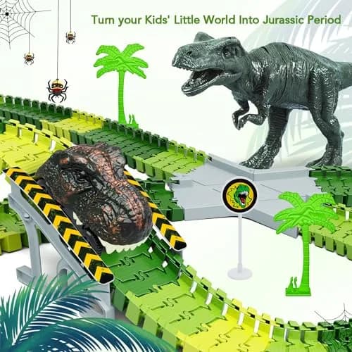 Toyk Dinosaur Toys Create A Dinosaur World Road Race | Dinosaur Track Playset for Kids thumbnail 5
