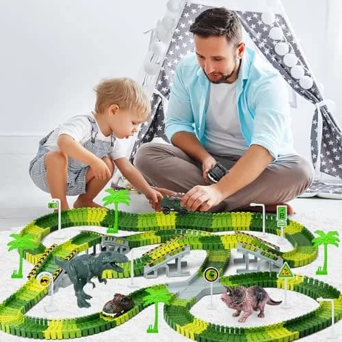 Toyk Dinosaur Toys Create A Dinosaur World Road Race | Dinosaur Track Playset for Kids thumbnail 7