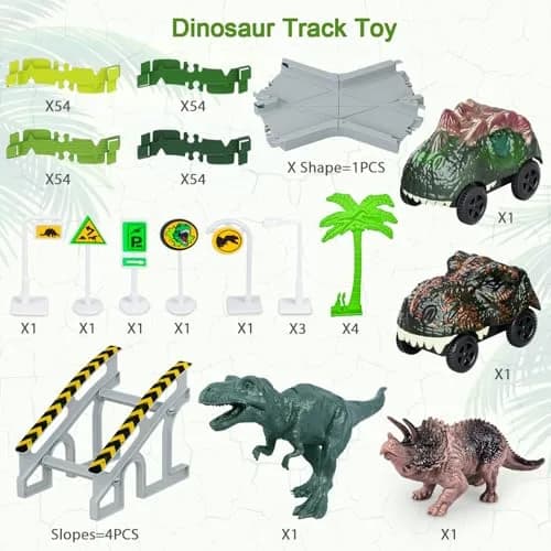 Toyk Dinosaur Toys Create A Dinosaur World Road Race | Dinosaur Track Playset for Kids thumbnail 2