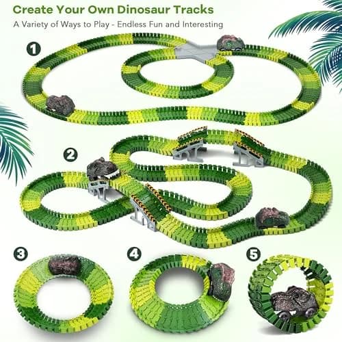 Toyk Dinosaur Toys Create A Dinosaur World Road Race | Dinosaur Track Playset for Kids thumbnail 3