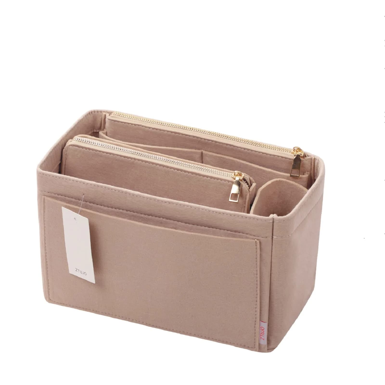 ZTUJO Slender Large Felt Purse Organizer Insert 3.35" (8.5 cm) | Keeps Handbags Shipshape — Beige