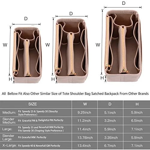 ZTUJO Slender Large Felt Purse Organizer Insert 3.35" (8.5 cm) | Keeps Handbags Shipshape thumbnail 3