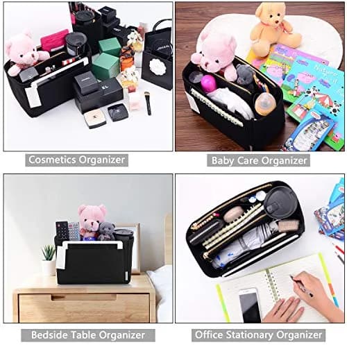 ZTUJO Large Felt Purse Organizer for Handbags & Totes | 8-Pocket, Removable Middle, Fits Speedy & Neverfull (Black) thumbnail 7
