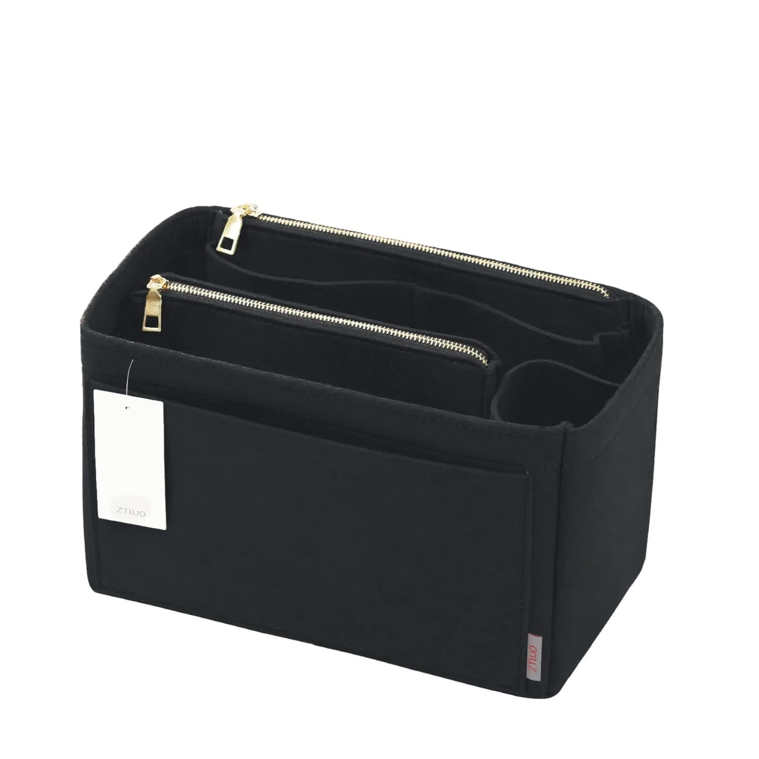 ZTUJO Large Felt Purse Organizer for Handbags & Totes | 8-Pocket, Removable Middle, Fits Speedy & Neverfull (Black) - main product image