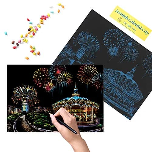 BOTEEN Scratch Rainbow Painting Art Paper Amusement Park 40.5cm x 28.5cm (16''x11'') | Creative DIY Gifts & Arts Craft Kits thumbnail 5