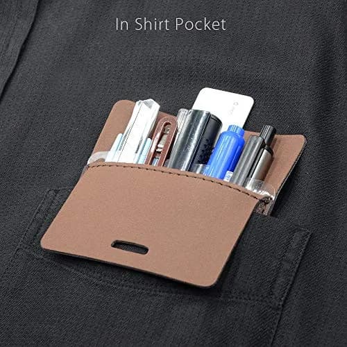 diodrio Leather Pocket Protector for Pens | Thick PU Leather, Holds 5 Pens, No Clip Breakage, for Shirts & Lab Coats (2 Pack) thumbnail 6