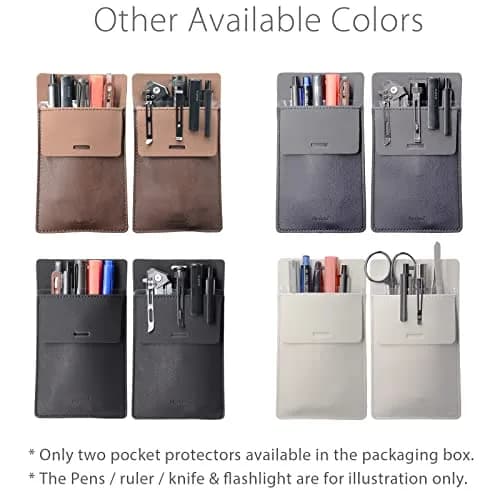 diodrio Leather Pocket Protector for Pens | Thick PU Leather, Holds 5 Pens, No Clip Breakage, for Shirts & Lab Coats (2 Pack) thumbnail 7