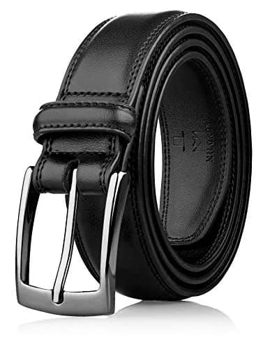 MILORDE Genuine Leather Belt for Men, Classic Smooth Finish, Black, Size 44 (Waist 42) | 33mm Strap Width thumbnail 1