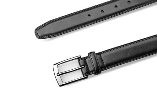 MILORDE Genuine Leather Belt for Men, Classic Smooth Finish, Black, Size 44 (Waist 42) | 33mm Strap Width thumbnail 4