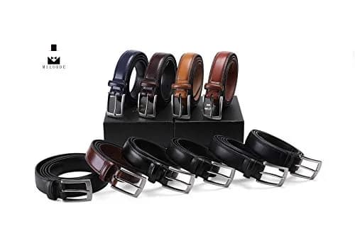 MILORDE Genuine Leather Belt for Men, Classic Smooth Finish, Black, Size 44 (Waist 42) | 33mm Strap Width thumbnail 5