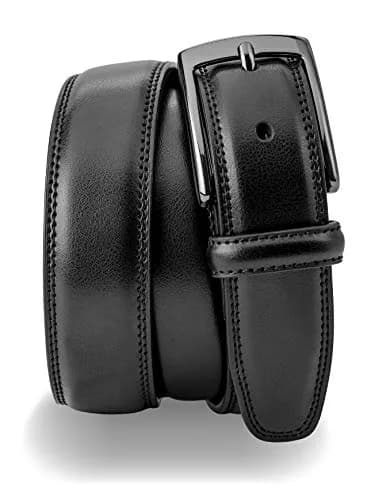 MILORDE Genuine Leather Belt for Men, Classic Smooth Finish, Black, Size 44 (Waist 42) | 33mm Strap Width thumbnail 3
