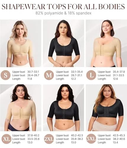 BRABIC Post Surgery Arm Compression Tank Top with Front Closure Bra - Black, 3XL | Slims Arms & Back Instantly thumbnail 5