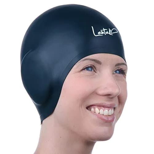 Lahtak 3D Swim Cap with Ear Protection | Silicone Swim Cap for Adults & Teens thumbnail 1