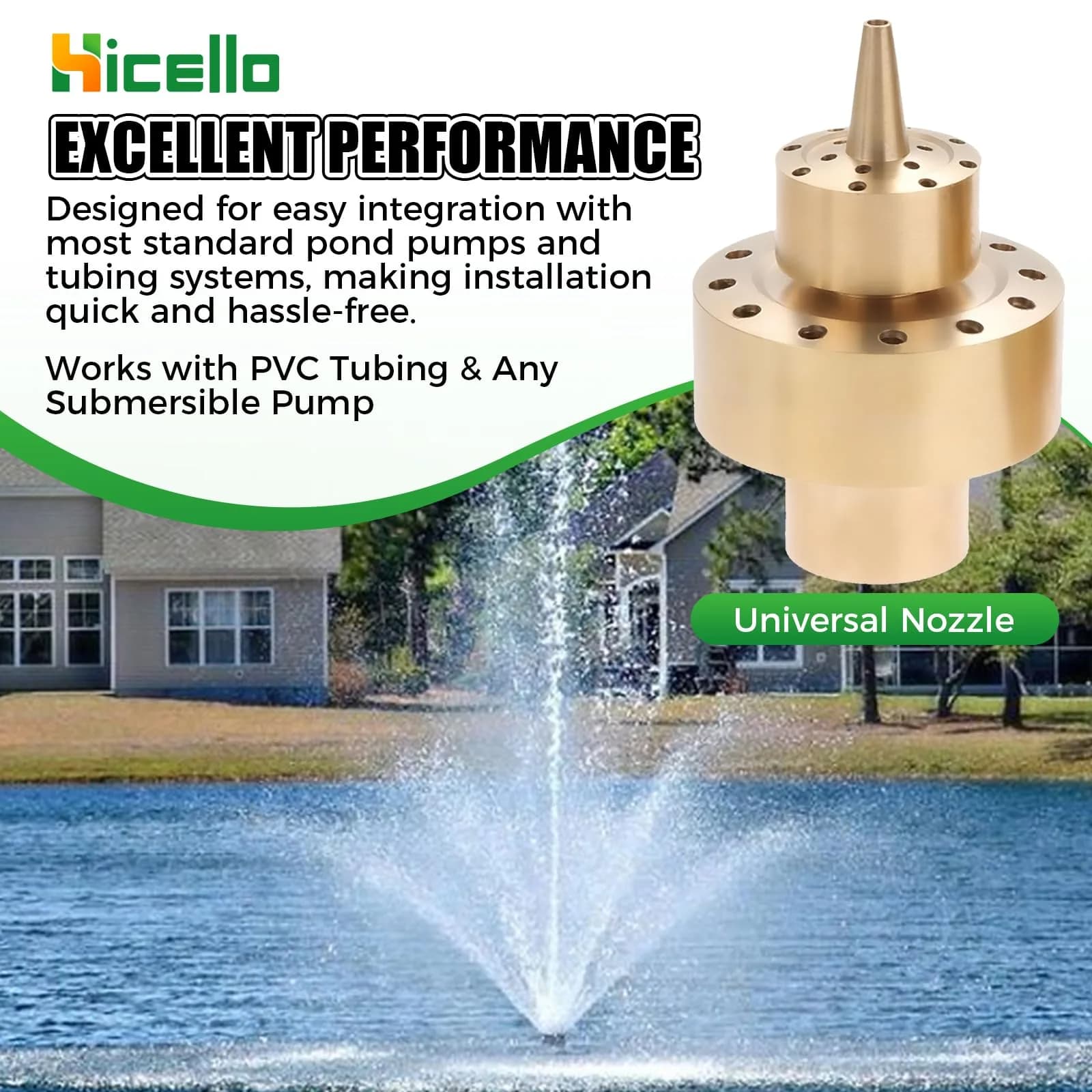 Hicello Brass Fountain Nozzle for Ponds & Water Gardens | 1 Inch (G1/DN25) Inlet, 1.26 Inch Outlet - view 6
