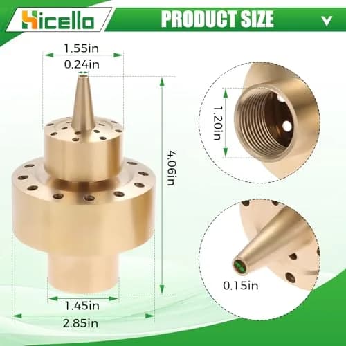 Hicello Brass Fountain Nozzle for Ponds & Water Gardens | 1 Inch (G1/DN25) Inlet, 1.26 Inch Outlet thumbnail 3