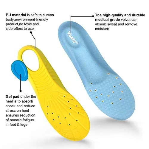 VoMii Unisex Shoe Insoles High Arch Support Foam | Plantar Fasciitis Relief, Shock Absorption, Breathable Comfort thumbnail 3