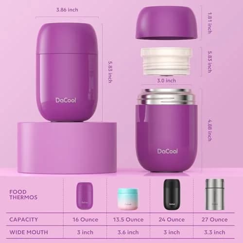 DaCool Insulated Food Jar 16 oz | Vacuum Stainless Steel Kids Thermo Leak Proof thumbnail 6
