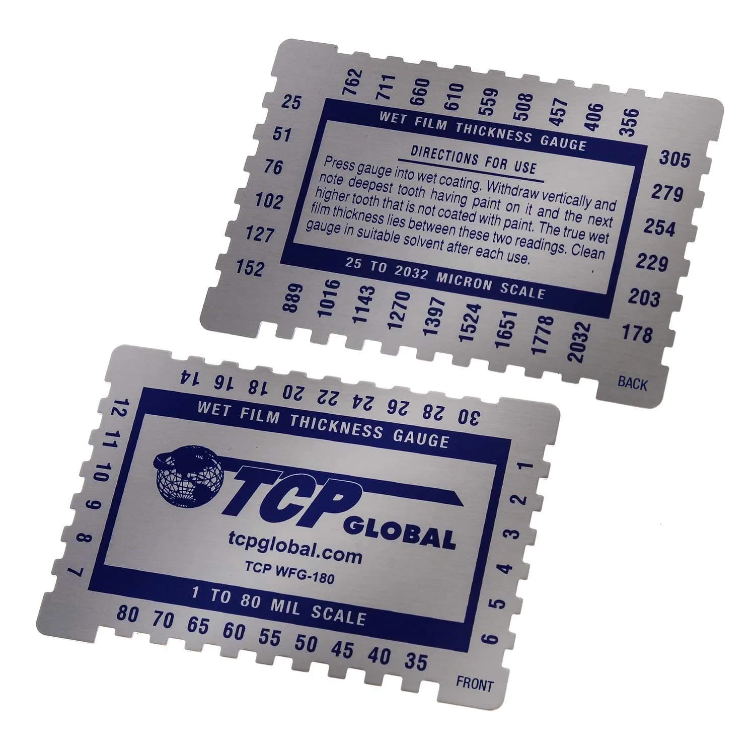 TCP Global Wet Film Thickness Gauge Comb 1-80 Mil Scale | Measures Paint & Coating Thickness