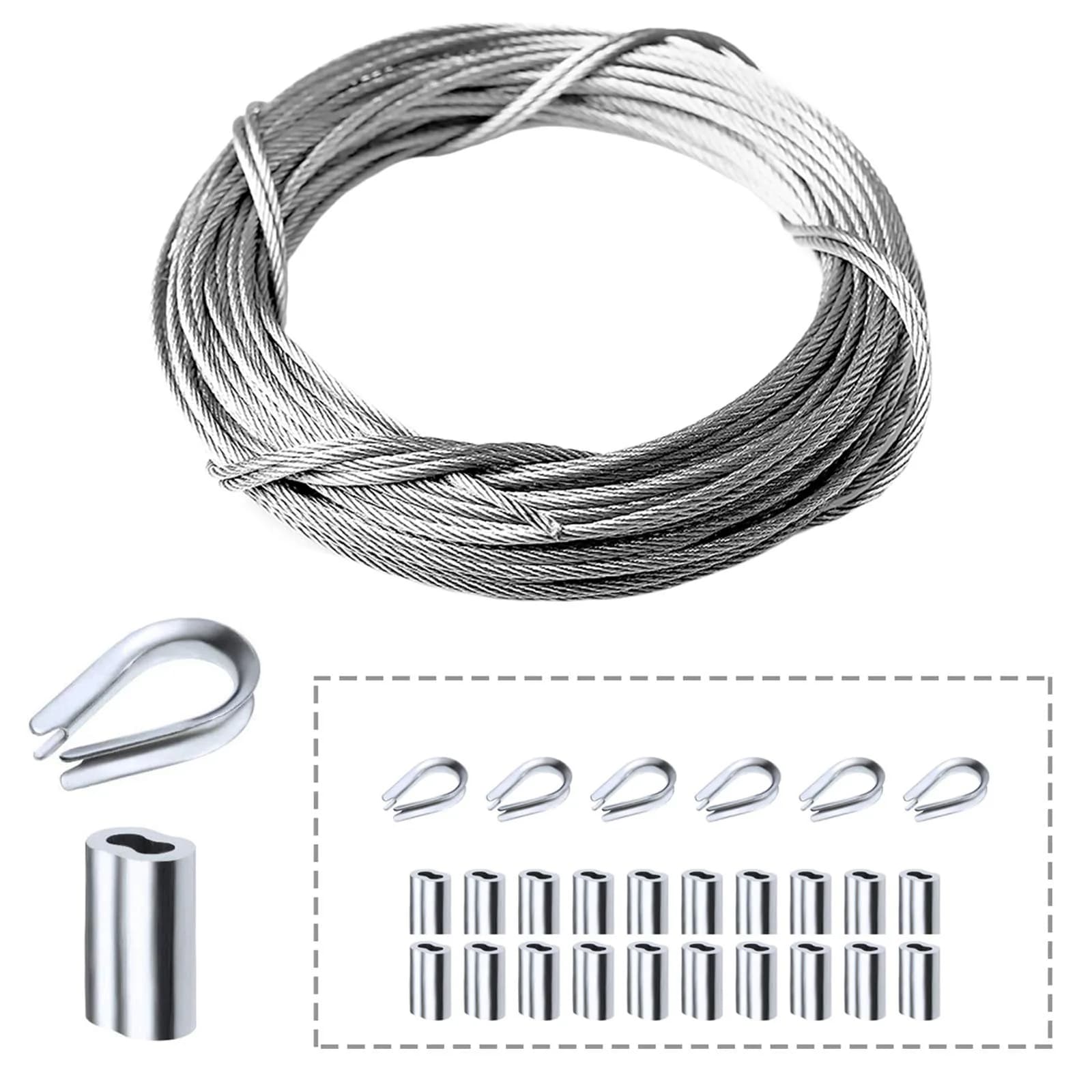 Amadget 316 Stainless Steel Cable for Railing 1/16" x 33 Feet | Marine Grade, Heavy Gauge, Weather Resistant
