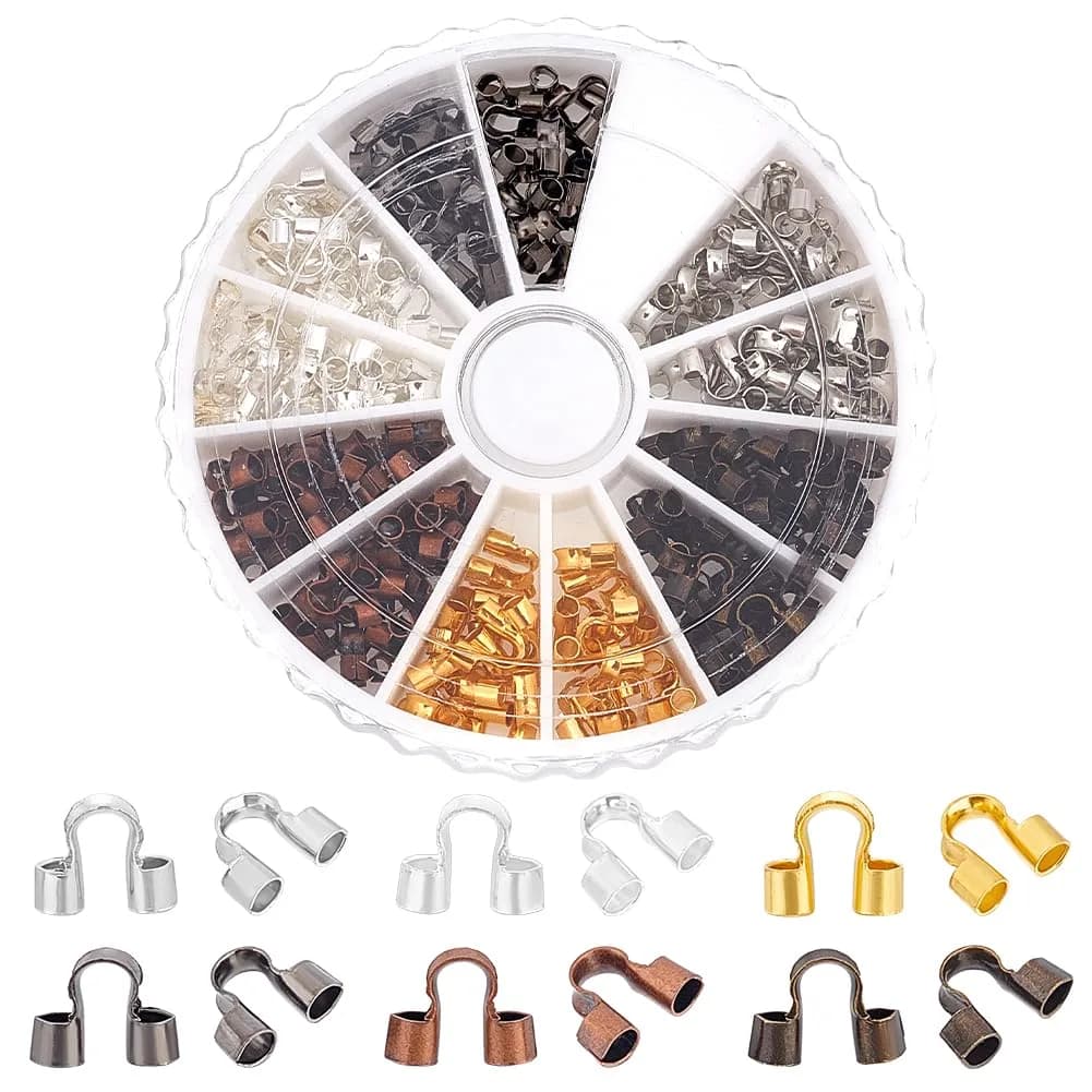 PH PandaHall Jewelry Wire Guardians 540pcs Brass Wire Protectors 4mm x 5mm | Durable, Shiny Finish for Jewelry Making — 6 Colors / 5x6x2mm