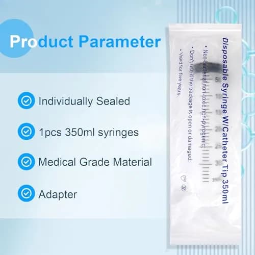 A AKRAF 300ml Large Plastic Syringe with Tip Adapter | Sterile, Individually Sealed for Precise Dispensing thumbnail 4