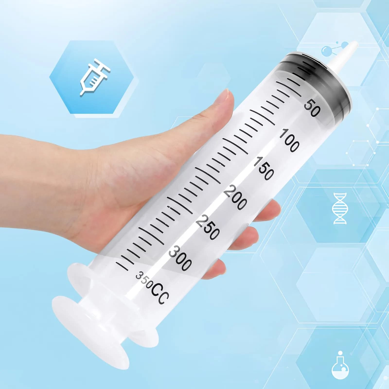 A AKRAF 300ml Large Plastic Syringe with Tip Adapter | Sterile, Individually Sealed for Precise Dispensing - view 6
