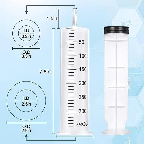 A AKRAF 300ml Large Plastic Syringe with Tip Adapter | Sterile, Individually Sealed for Precise Dispensing thumbnail 3
