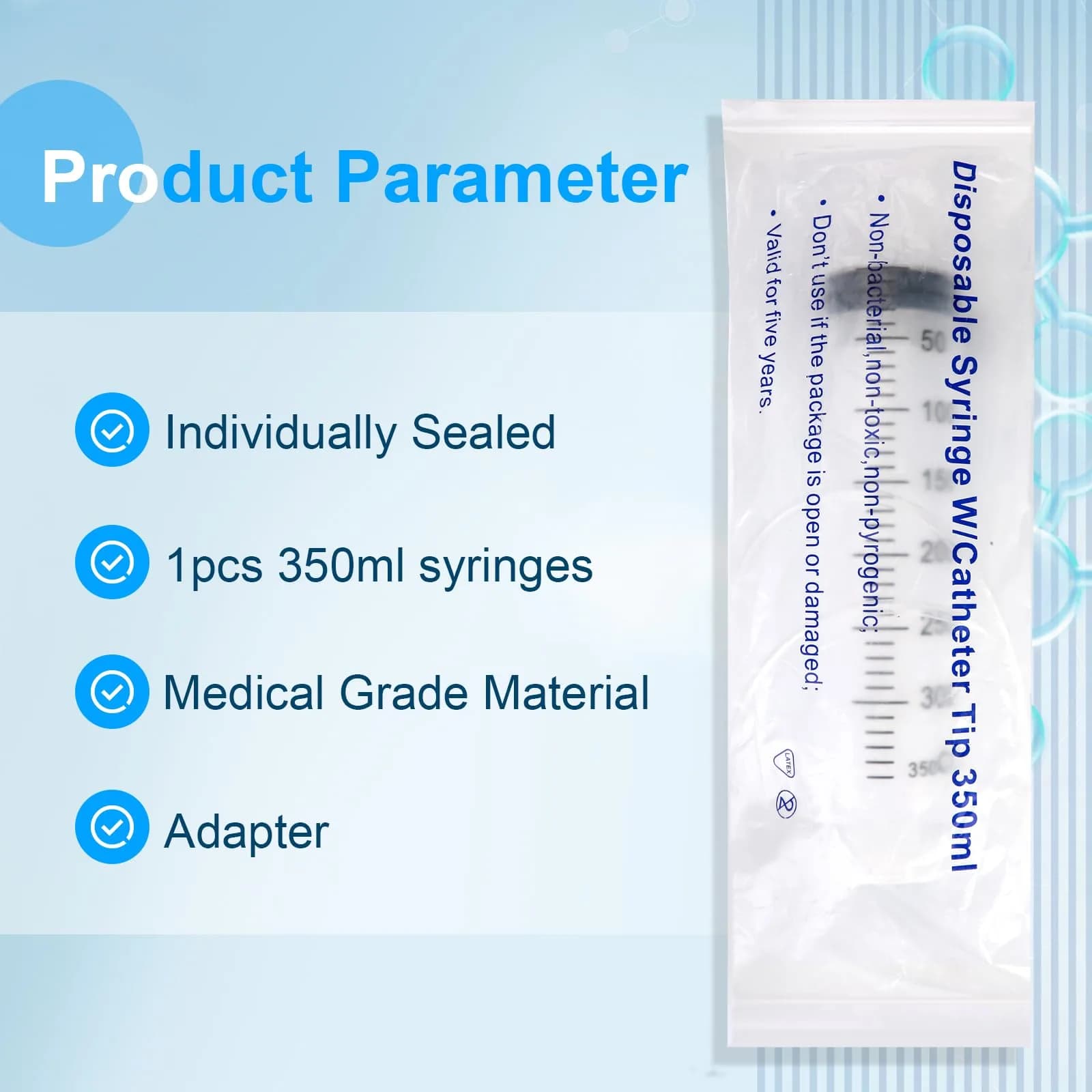 A AKRAF 300ml Large Plastic Syringe with Tip Adapter | Sterile, Individually Sealed for Precise Dispensing - view 4
