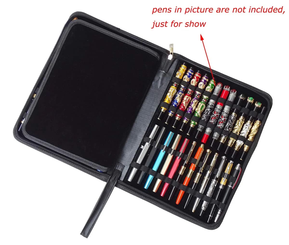 erofa Black-PU Leather 48 Slot Fountain Pen Case Holder Bag - view 2