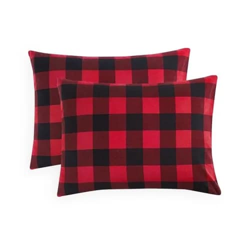 Wake In Cloud Plaid Pillow Cases King Size 20x36 Inches | Buffalo Check Gingham Farmhouse Style thumbnail 1