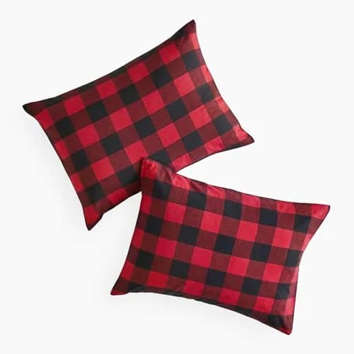 Wake In Cloud Plaid Pillow Cases King Size 20x36 Inches | Buffalo Check Gingham Farmhouse Style thumbnail 2