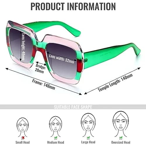 STORYCOAST Oversized Square Sunglasses for Women - UV400 Big Frame Lightweight Shades, Retro Wide Frame for Beach & Party thumbnail 5