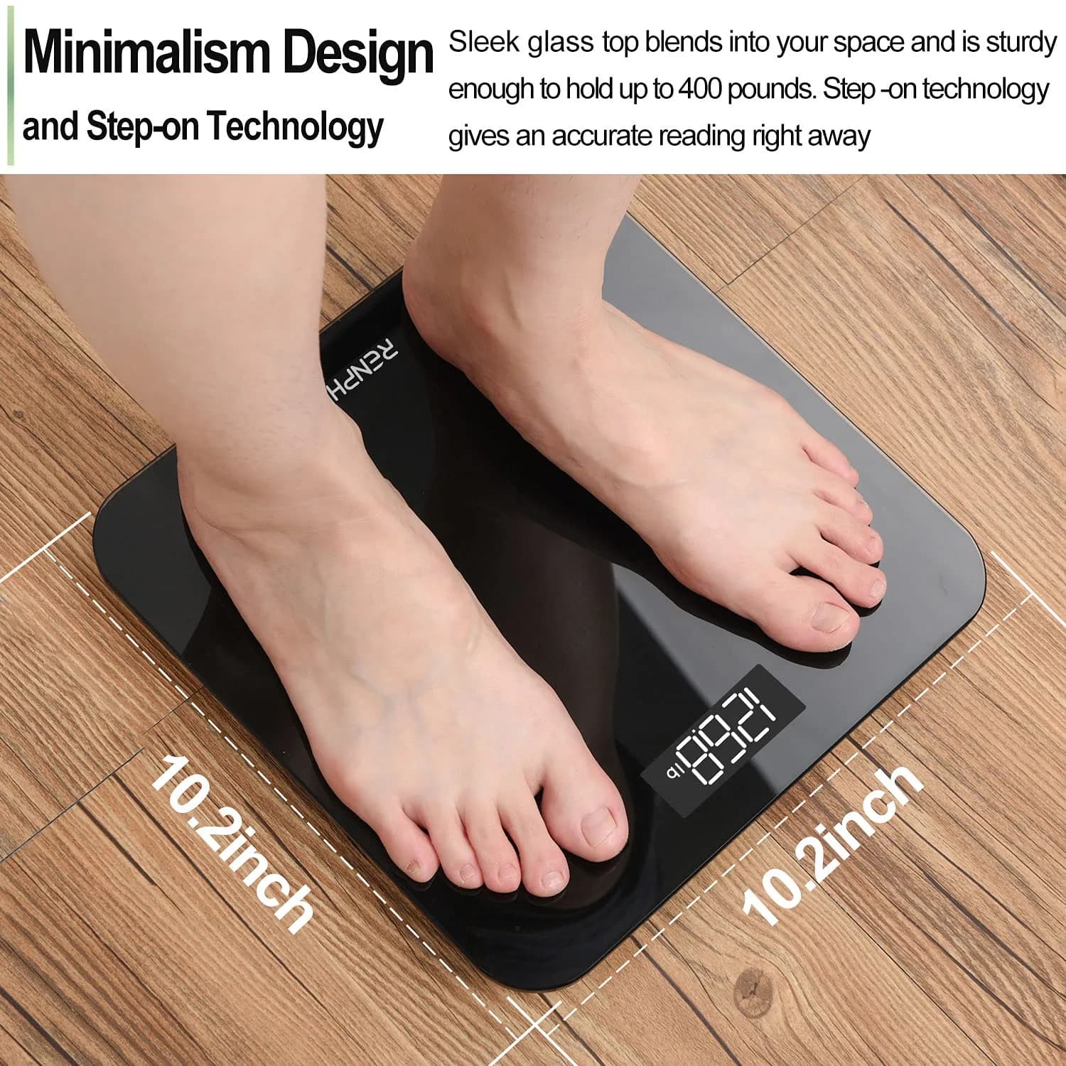 RENPHO Digital Bathroom Scale for Body Weight, 400lbs (180kg) with LED Display, Core 1S | Accurate to 0.1lb (0.05kg) thumbnail 6