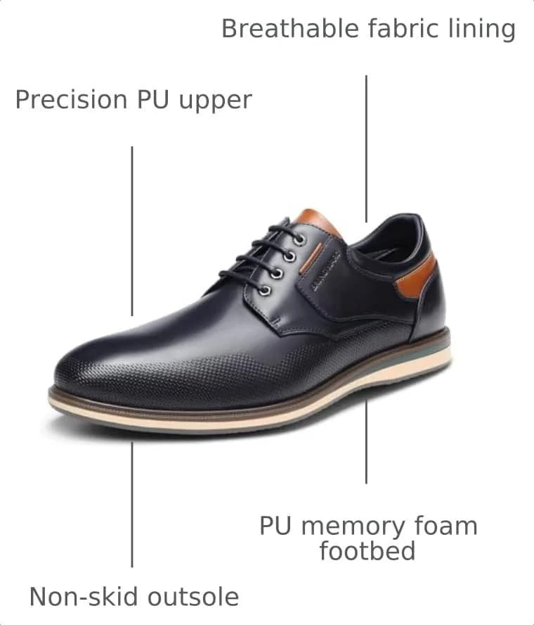 Bruno Marc Men's Casual Dress Business Formal Oxfords,8/Navy,12 | Classic Comfort & Style thumbnail 3